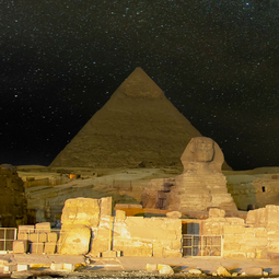 The Pyrmaids and Sphinix at Night